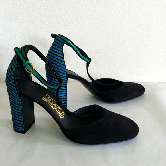 NWOT Salvatore Ferragamo Fergie Suede/Leather T-strap Shoes Size 9 1/2 … - Picture 5 of 11